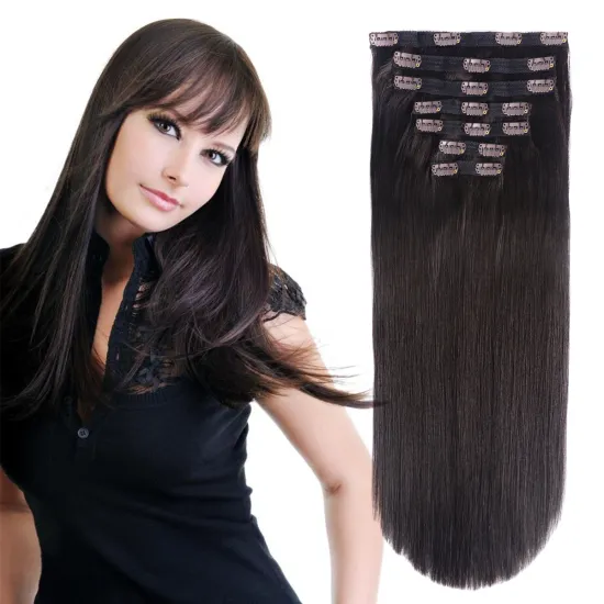 Good Quality Real Black Indian 100% Raw Virgin cuticle aligned Remy Human Hair Clip In Straight Hair Extension