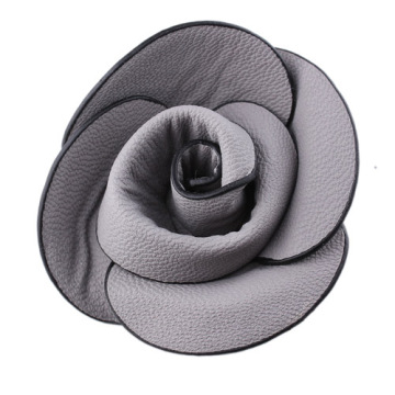 Hot Saled Silver 2.5" Leather Flower Brooch