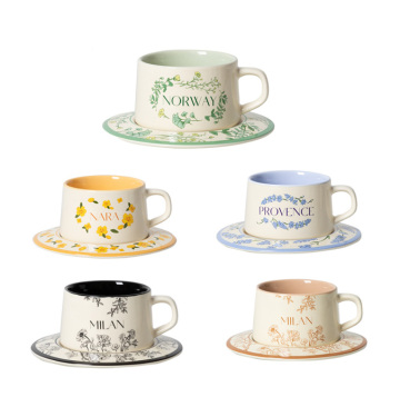 custom logo ceramic espresso cups and saucer set mini promotional gift porcelain latte tea cappuccino coffee ceramic cups set
