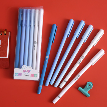 Morandi Color Boxed Pens Six Pack - Black Gel Pen Set for Students and Exams