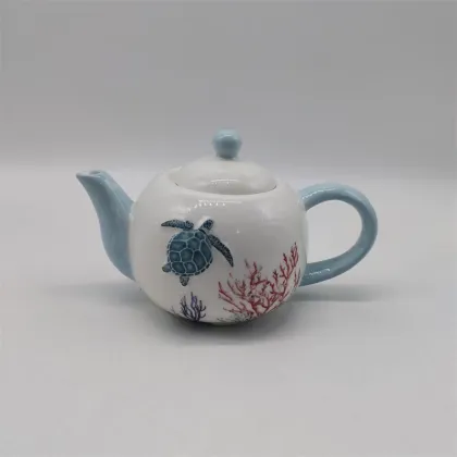 Ocean Turtle seaweed Ceramic Teapot
