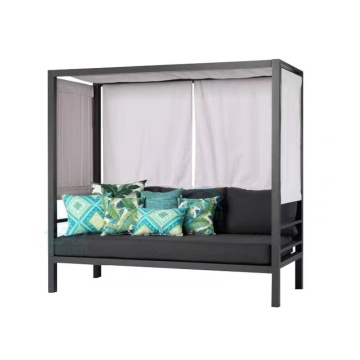 Teak Wood Cabana with Double Sun Bed Chaise Lounge for Outdoor Pool Area with UV Protection
