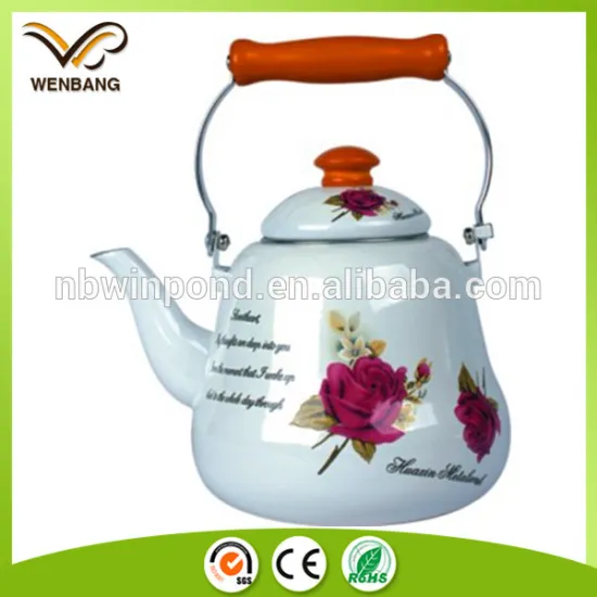customized printing big capacity enamel water kettle with bakelite handle