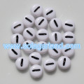 Acrylic White Coin Round Beads With Black Digit Number