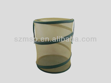 Cylinder Nylon Mesh Foldable Laundry Basket/ Laundry Bag