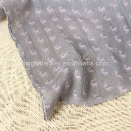 deer printing 100% polyester scarf ,wholesale scarf