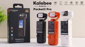 كاميرا Kalobee Pocket3 Pro 4K Ultra HD المحمولة Gimbal Vlog، عدسة قابلة للدوران 180 درجة ضبط تلقائي للصورة ستيريو تسجيل صوتي محمول