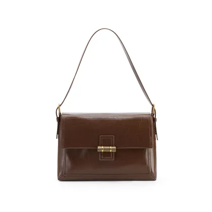 Cracked Texture Cowhide Tote Stylish Commuter Bag