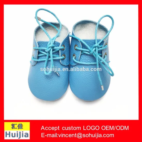 Factory Wholesale First walker baby oxford shoes for 0-24 months baby Sky blue leather shoes