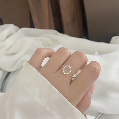 Charming Fashion Factory Wholesale S925 Sterling Silver White Chalcedony Ring Jewelry Set 2023