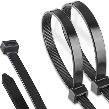26-inch Nylon 66 Cable Ties: 7.6x650mm Black Plastic Zip Ties with 250-pound Pull Capacity