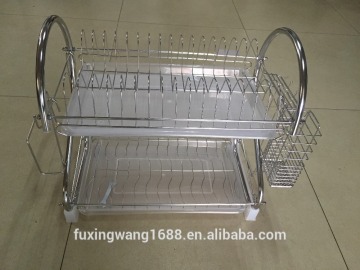 Stylish Sturdy Stainless Steel Metal Wire Medium Dish Drainer Drying Rack (Stainless Steel, Chrome)