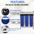 3-stufiges großes blaues 20x4,5-Zoll-Jumbo-Wasserfiltersystem mit blauem Gehäuse, blaues Gehäuse