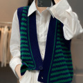 All-wool knitted waistcoat for women