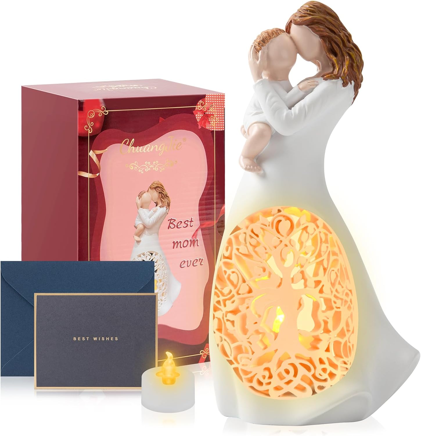 Mom and Child Candele Staue State LED