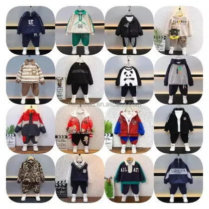 Wholesale Autumn/Winter Girls' Clothing Set: Cashmere Hoodie & Two-Piece Outfit