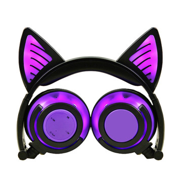 Headphone Bluetooth Lampu LED Telinga Kucing Nirkabel