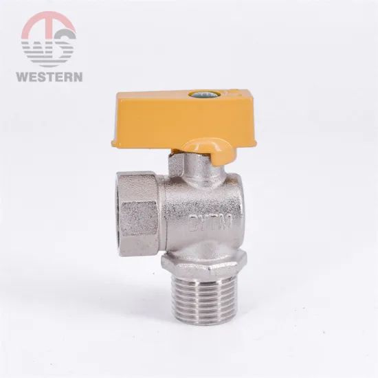 customized zinc alloy or brass material male female thread 90 degree gas brass cock valve elbow angle ball valve