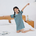 Girl's Dress Red Green Gray White Striped Nightdress