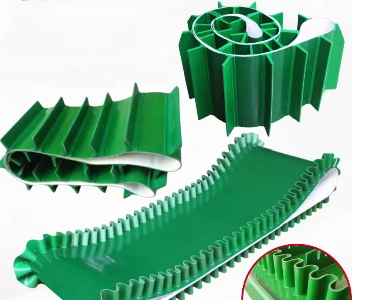 Green Profile Cleated PVC Conveyor Belt with Baffle  (6)