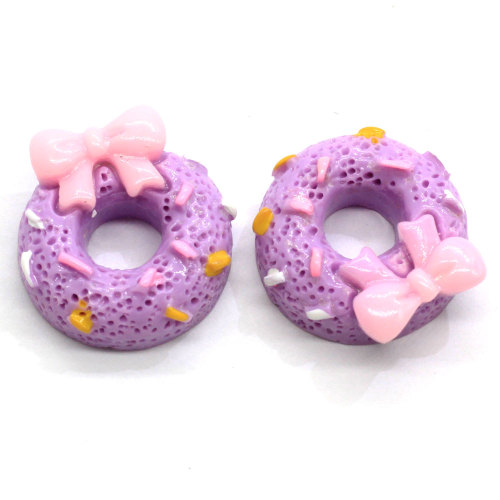 Großhandel 15mm Kawaii Bowknot Donuts Harz Dekoration Handwerk Flatback Cabochon Simulation Lebensmittel DIY Scrapbooking Telefon Haarschleife