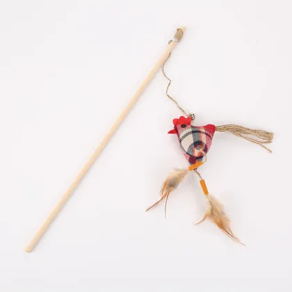Zongzi Shaped Rooster Shaped Wooden Cat Stick Toy