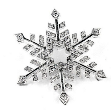 Silver Snowflake Alloy Rhinestone Brooch Pin Fq-P-3210