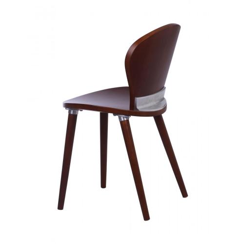 Modern walnut wood dining chair with back