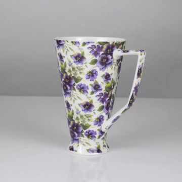 LEXI Large Capacity Ceramic Cup with Gold Rim and Custom Pattern