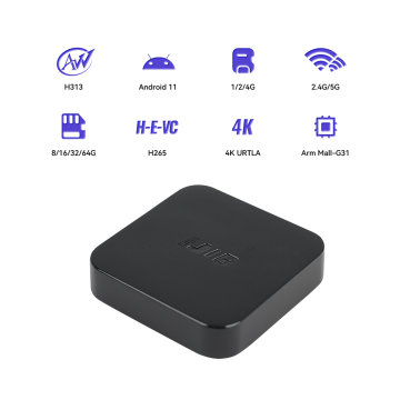 Erschwinglicher U16 Ultra Allwinner H313 Android TV Box mit 1 GB RAM, 8 GB Speicher und Android 11/10.0 für OTT -Dienste und 4K -Wiedergabe