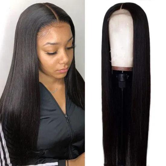 pre plucked 16 18 20 22 24 26 28 30 inches brazilian virgin straight human hair 4x4 hd lace closure wig, straight lace front wig