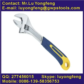 Adjustable wrench with bent handle
