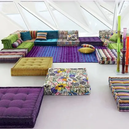 Modern Luxurious Rochburg Mahjong Fabric Modular Sofa Bed Combination