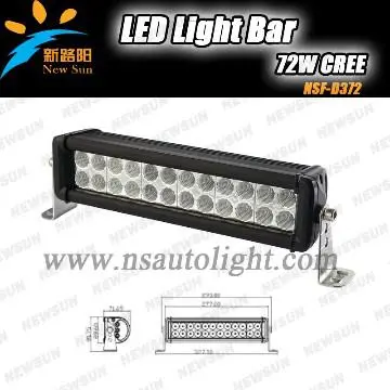 72w Light bar LED Cree Flood beam 10\"SUV roof rack bar 12v-24v crawler