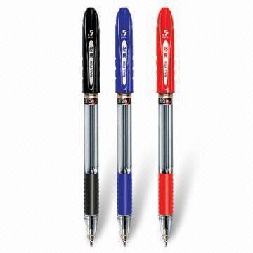 Popular Stick Ball Pen, with Rubber Grip, Black, Blue, Red Colors