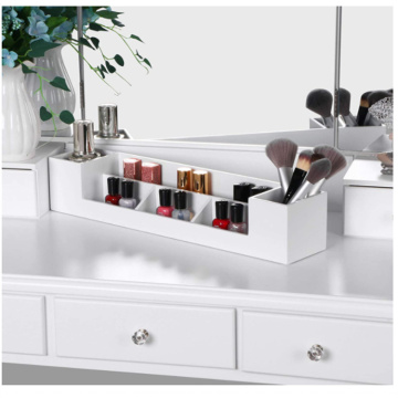 Tri-Folding Mirror White Vanity Desk Table