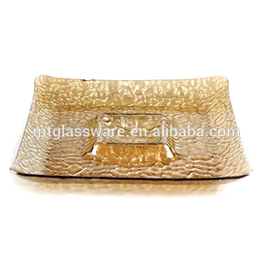 hot sale elegant gold salad plate for holiday cheap glass plate for party