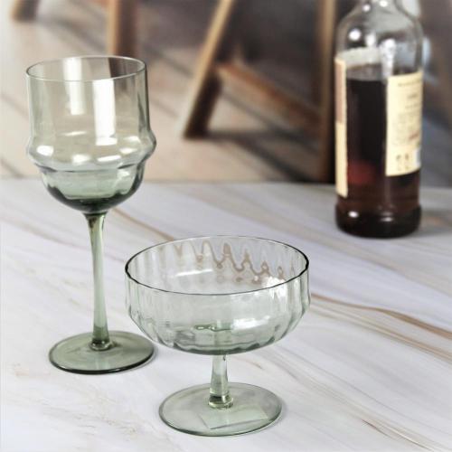 Champagne Glasses hand blown ripple wine glass champagne saucer Factory