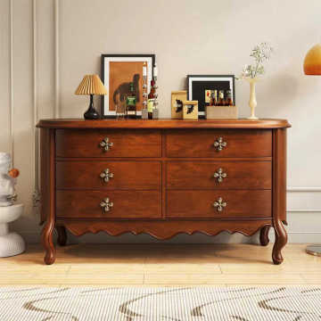 French Bucket Solid Wood Bedroom TV Side Cabinet
