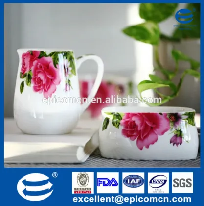 roses decal fine porcelain tea set for 6 people