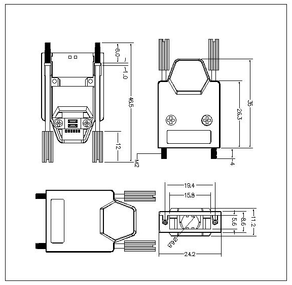 1.27mm Series Shielded Backshell Kits 26P Straight Exit With Spring Latchs HPSDR01-26-X