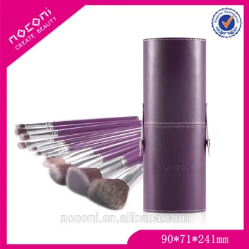 From China Brush Factory Purple 12pcs wooden Handle mermaid brush kit with cylinder brush holder