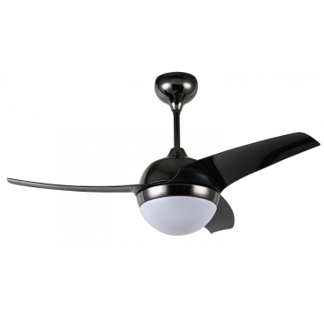 Ventilador de teto moderno preto com luz LED