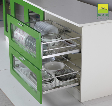 Iron Pull-Out Basket with Soft-Closing Kitchen Cabinet Drawer Shelves and Furniture Hardware Accessories
