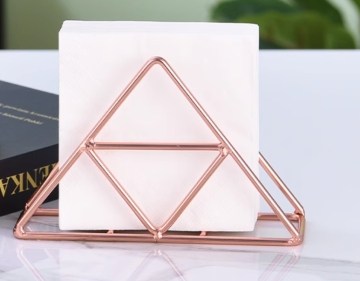 High Quality Gold Triangle Wire Napkin Holder Metal Tissue Box