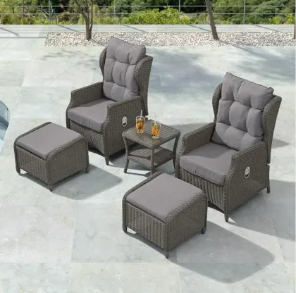 Outdoor Balcony Furniture Set: Rattan Sofa, Chair and Table
