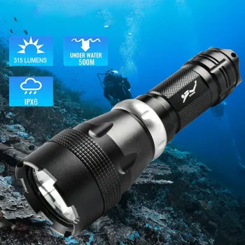 Professional Rechargeable Scuba Diving Flashlight: Super Bright and Powerful Underwater Torch Light