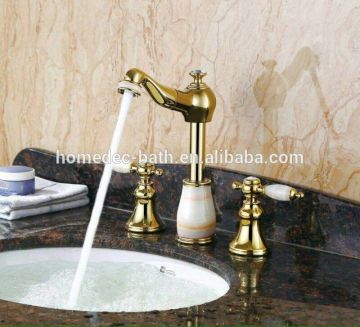 Dual Handle Brass Bathroom Basin Faucet Gold Finish