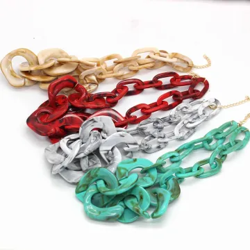 Customized Oversized Acrylic Necklace with Two-Color Marble Plastic Charm