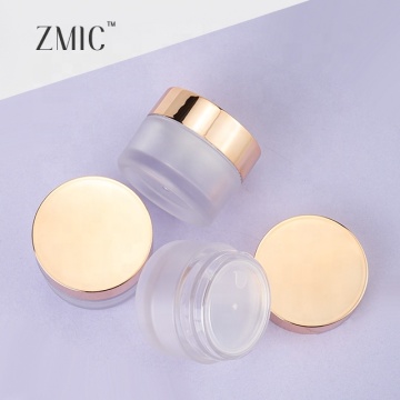 Custom Logo Golden Face Cream Jar - Luxurious Frosted Glass Moisture Container (15g)
